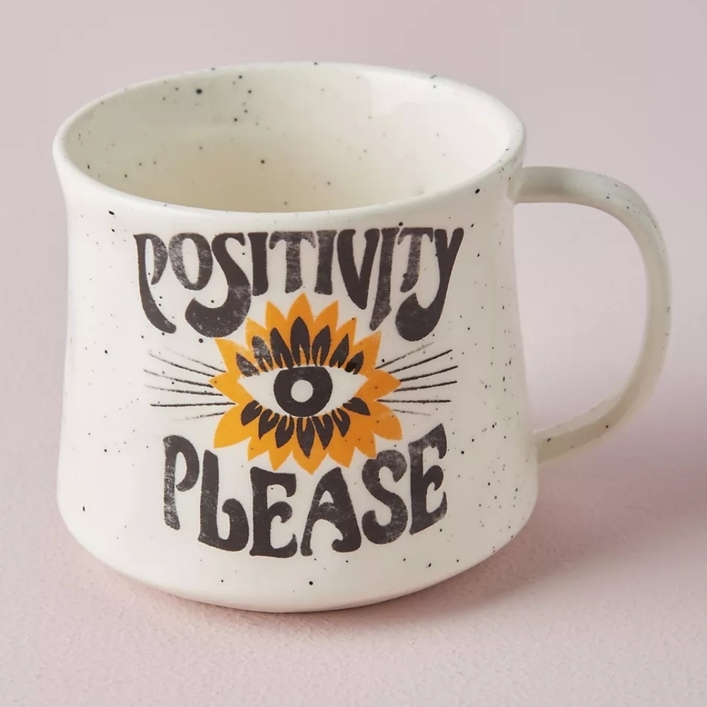 Anthropologie Dazey LA Positivity Please Eye Of Horus Stoneware Ceramic mug